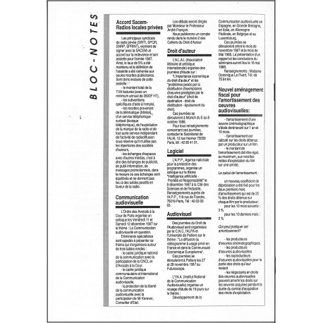 CAHIERS DU DROIT D'AUTEUR |Premier Numéro