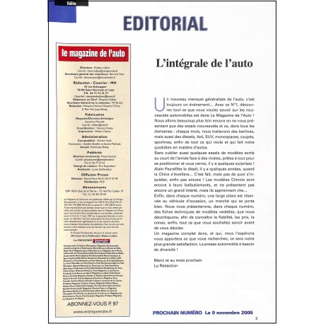 LE MAGAZINE DE L'AUTO |Premier Numéro