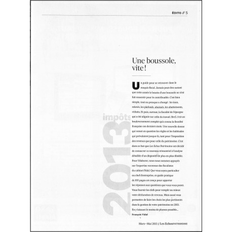 Les Echo PATRIMOINE |Premier Numéro
