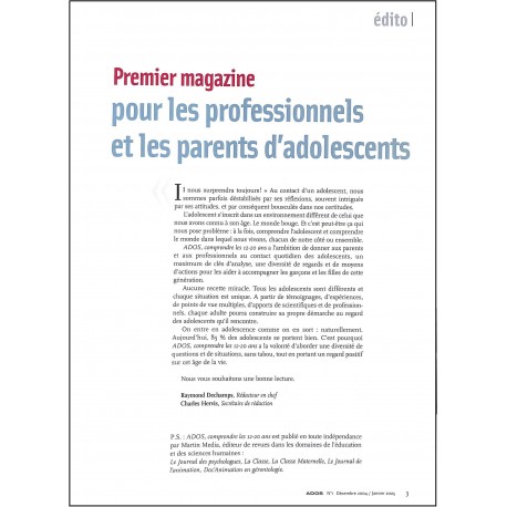 ADOS, COMPRENDRE LES 12-20 ANS |Premier Numéro