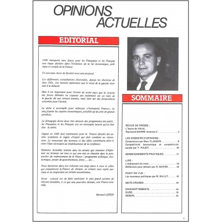 OPINIONS ACTUELLES |Premier Numéro