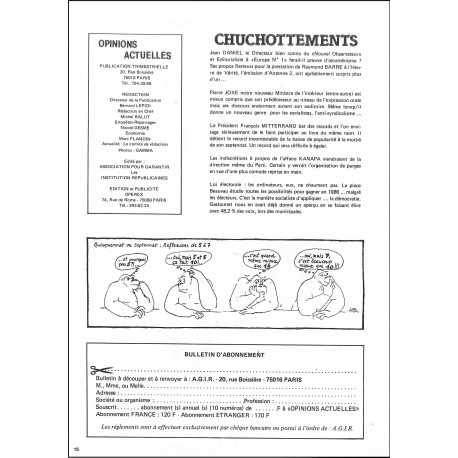 OPINIONS ACTUELLES |Premier Numéro