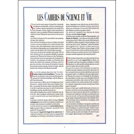 LES CAHIERS DE SCIENCE & VIE |Premier Numéro