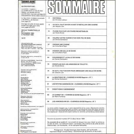 CUISINE & BAINS MAGAZINE |Premier Numéro