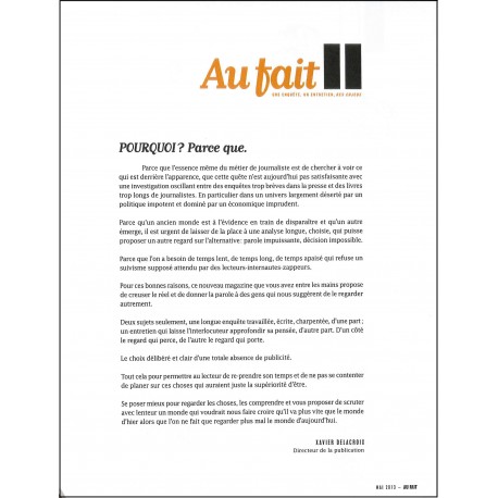 Au fait |Premier Numéro