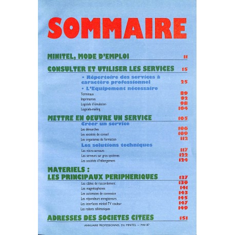 GUIDE PROFESSIONNEL DU MINITEL |Premier Numéro