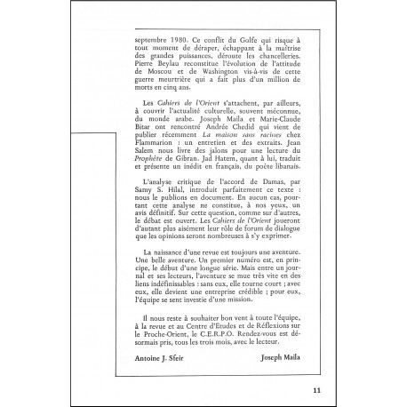 LES CAHIERS DE L'ORIENT |Premier Numéro
