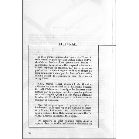 LES CAHIERS DE L'ORIENT |Premier Numéro