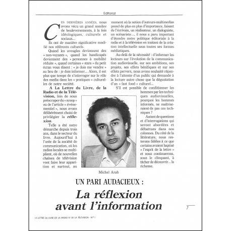 LA LETTRE DU LIVRE DE LA RADIO ET DE LA TÉLÉVISION |Premier Numéro