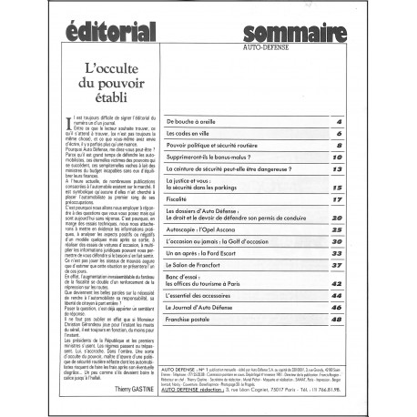 AUTO DEFENSE |Premier Numéro