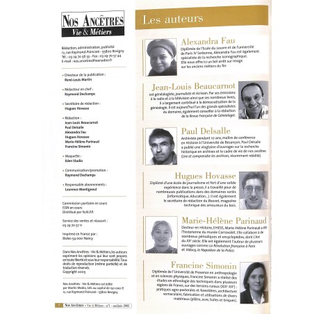 Nos Ancêtres Vie & Métiers |Premier Numéro
