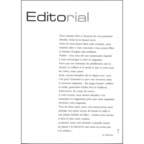 SHENKA |Premier Numéro