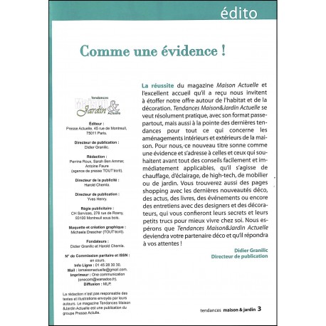 TENDANCES MAISON & JARDIN ACTUELLE |Premier Numéro