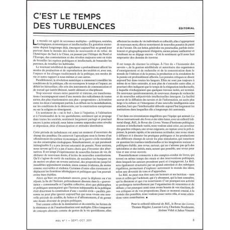 RDL, LA REVUE DES LIVRES |Premier Numéro