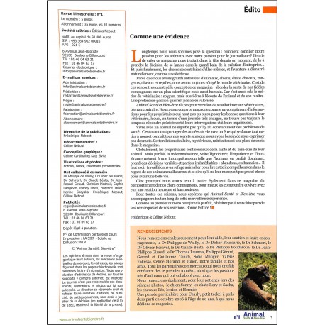 ANIMAL SANTÉ & BIEN-ÊTRE |Premier Numéro