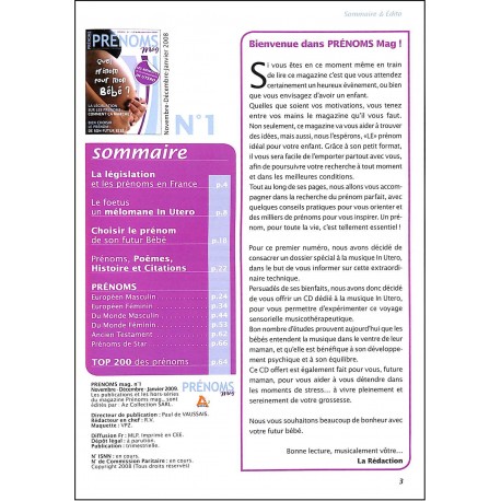PRÉNOMS MAG |Premier Numéro