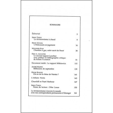 REVUE D'HISTOIRE RÉVISIONNISTE |Premier Numéro