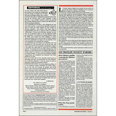 RAPPORTEUR PUBLIC |Premier Numéro