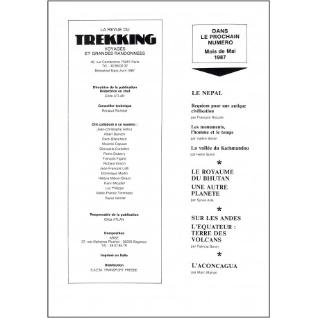 LA REVUE DU TREKKING VOYAGES ET GRANDES RANDONNÉES |Premier Numéro