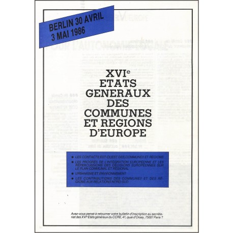 LE JOURNAL DES COMMUNES ET RÉGIONS D'EUROPE |Premier Numéro