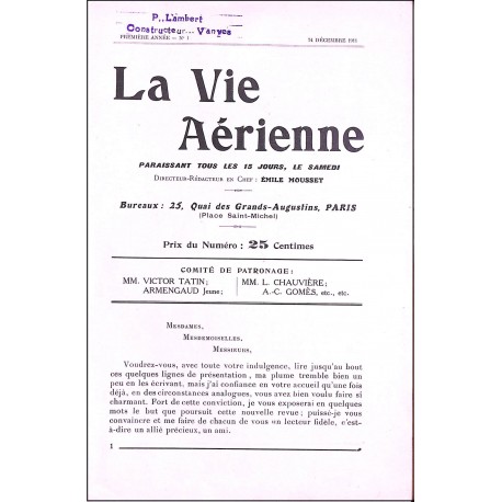 LA VIE AÉRIENNE |Premier Numéro