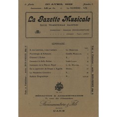 LA GAZETTE MUSICALE |Premier Numéro