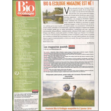 BIO & ÉCOLOGIE MAGAZINE |Premier Numéro