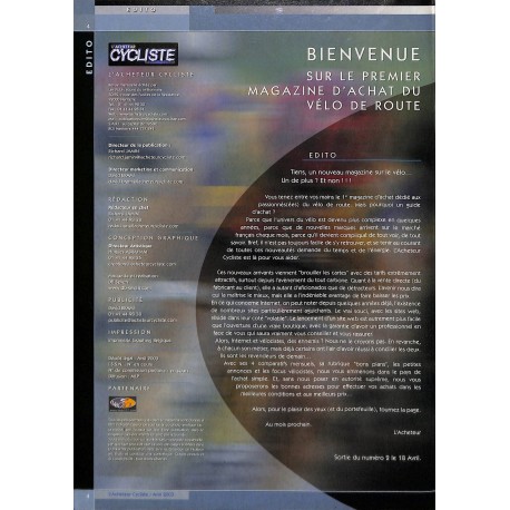 L'ACHETEUR CYCLISTE |Premier Numéro