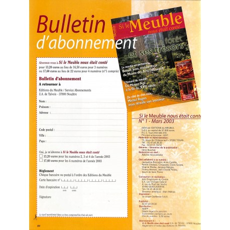 SI LE MEUBLE NOUS ÉTAIT CONTÉ... |Premier Numéro