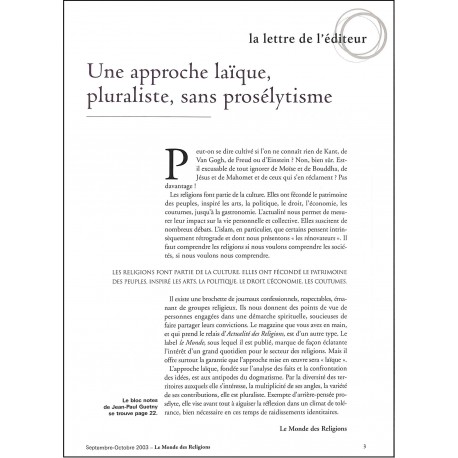 LE MONDE DES RELIGIONS |Premier Numéro