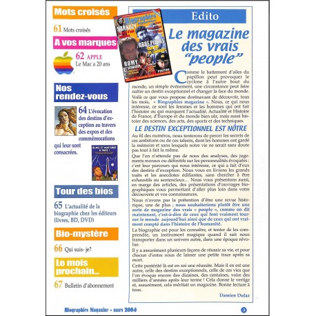 BIOGRAPHIES MAGAZINE |Premier Numéro