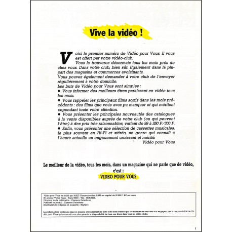 VIDEO pour vous |Premier Numéro