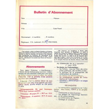 INTERFERENCES INTERFERENCES