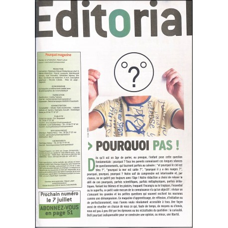 Pourquoi magazine |Premier Numéro