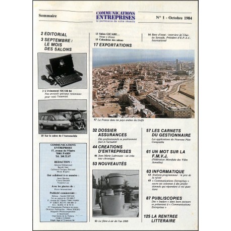 COMMUNICATIONS ENTREPRISES |Premier Numéro