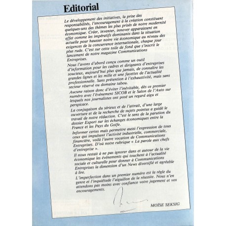 COMMUNICATIONS ENTREPRISES |Premier Numéro