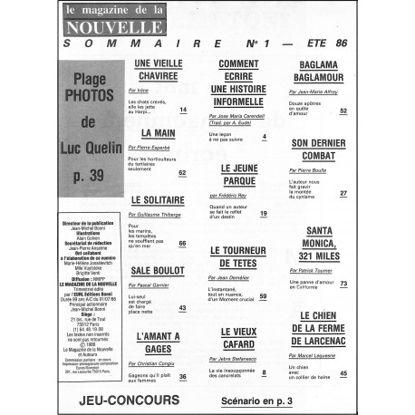 Le magazine de la nouvelle |Premier Numéro