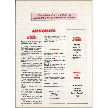 APPEL A TOUS |Premier Numéro