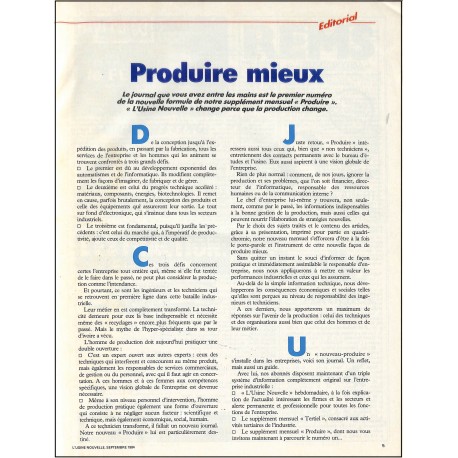L'USINE NOUVELLE PRODUIRE |Premier Numéro