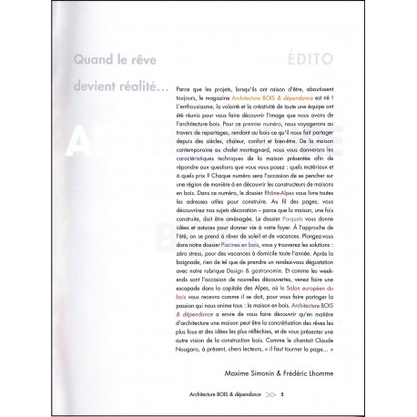 Architecture Bois & Dépendance |Premier Numéro