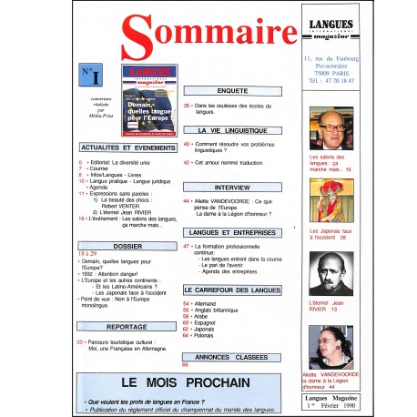 Langues International magazine |Premier Numéro