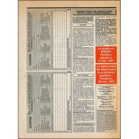 Le BAZAR Parisien |Premier Numéro