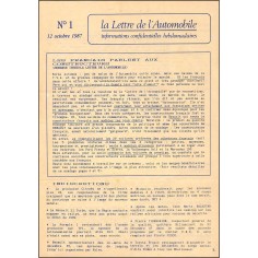 La Lettre de l'Automobile |Premier Numéro