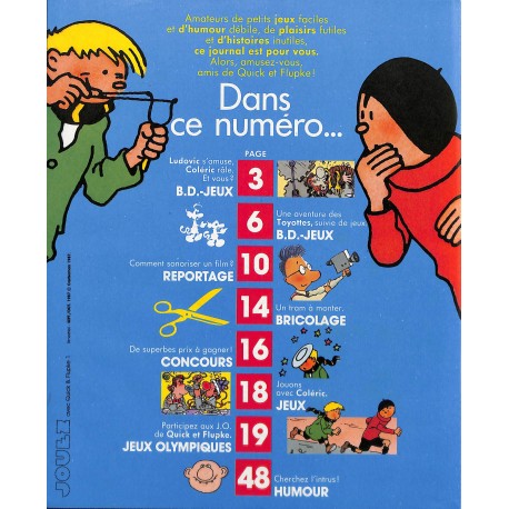 JOUEZ avec Quick & Flupke |Premier Numéro