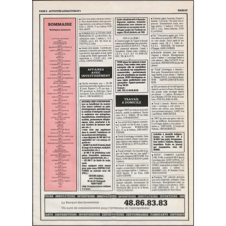 ACTIVITES LUCRATIVES |Premier Numéro