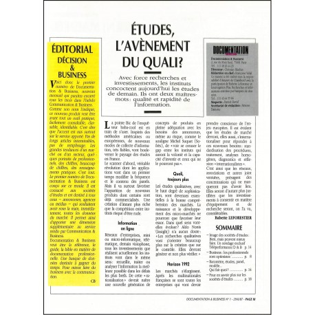 DOCUMENTATION & BUSINESS |Premier Numéro