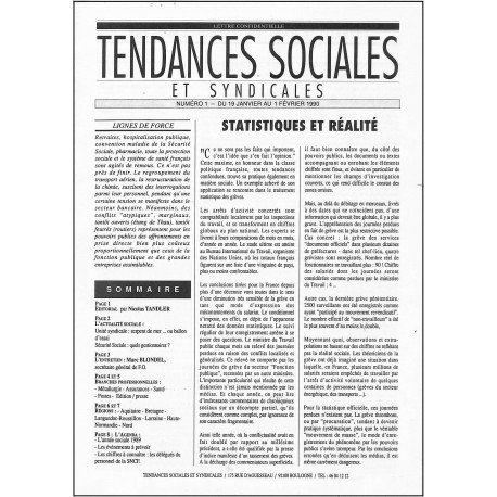 TENDANCES SOCIALES ET SYNDICALES |Premier Numéro