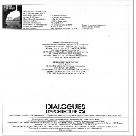 DIALOGUES D'ARCHITECTURE |Premier Numéro
