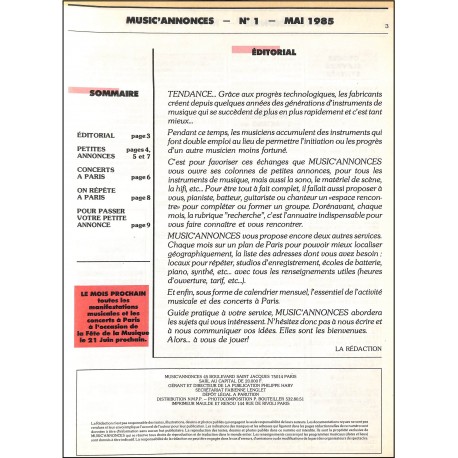 MUSIC' ANNONCES |Premier Numéro