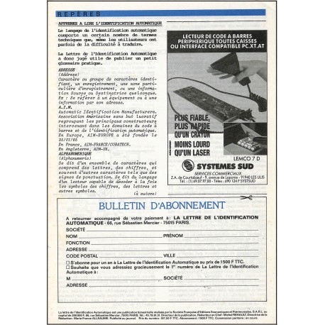 La lettre de l'identification automatique. |Premier Numéro